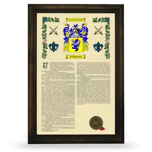 Le Rousseau Armorial History Framed - Brown